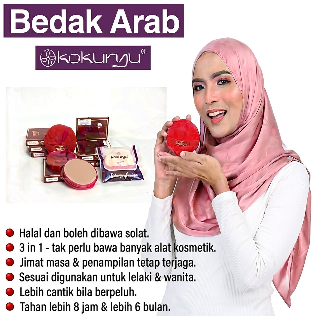 ORIGINAL Kokuryu Bedak Arab 50g + Span Halal - BELI YANG ORI foundation, moisturizer, UV protection